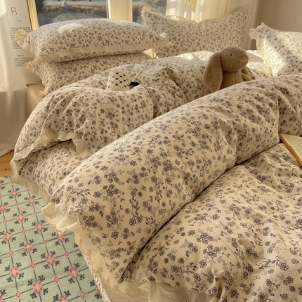 十里居  2025春夏新款舒柔棉韩版蕾丝花边款四件套 枝蔓