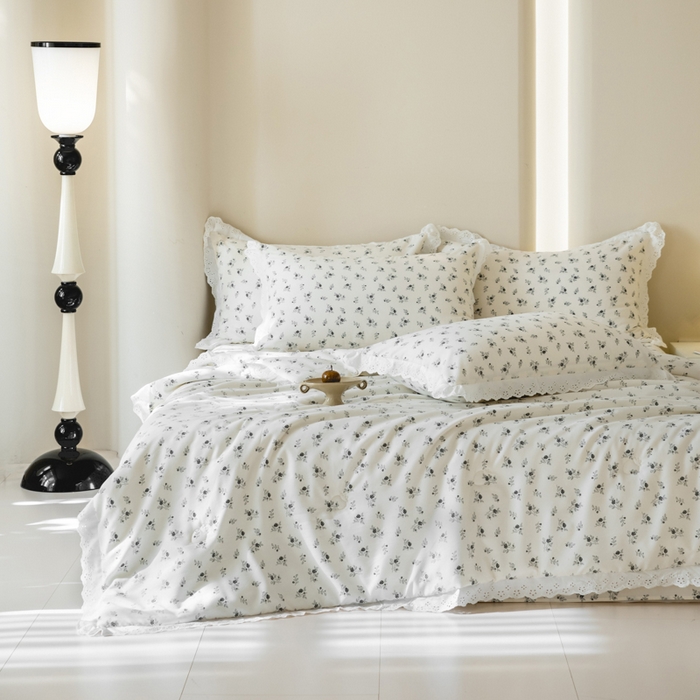 91家纺网 家纺一手货源 找家纺 绒世界 绒世界 2025新款双层纱韩版印花夏被四件套 玫瑰