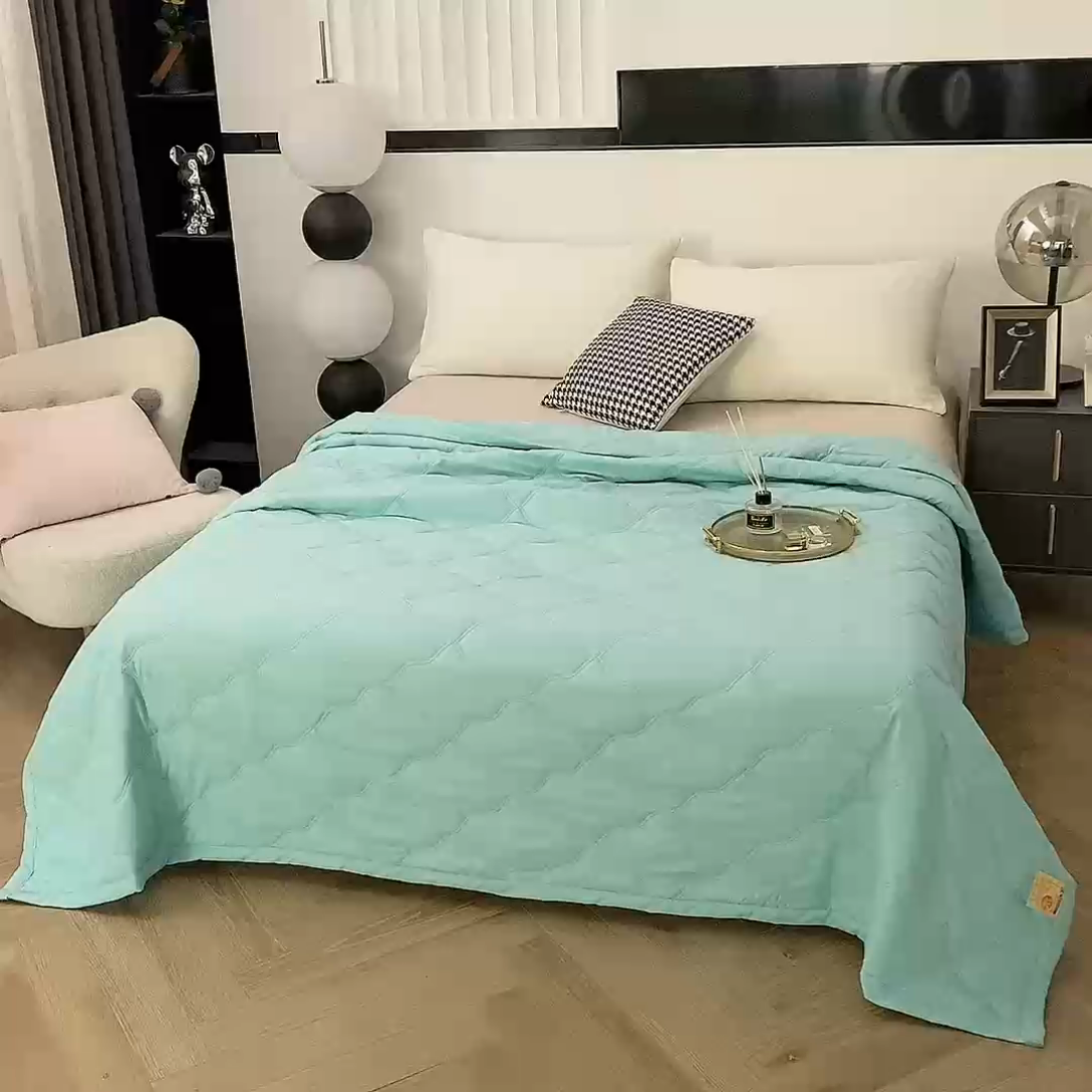 91家纺网 家纺一手货源 找家纺 （总）爱派 2025新款纯色水洗棉夏被夏凉被空调被被子被芯