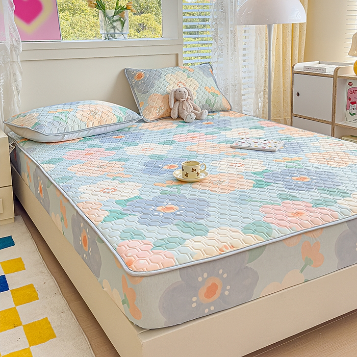 91家纺网 家纺一手货源 找家纺 （总）小萌虎 2025新款凉感丝胶质凉席床笠款