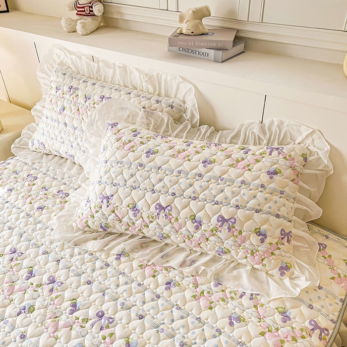 91家纺网 家纺一手货源 找家纺 眠势力 2025新款韩版花边床笠雪纺公主风ins夹棉四季款床罩保护套 半旧时光