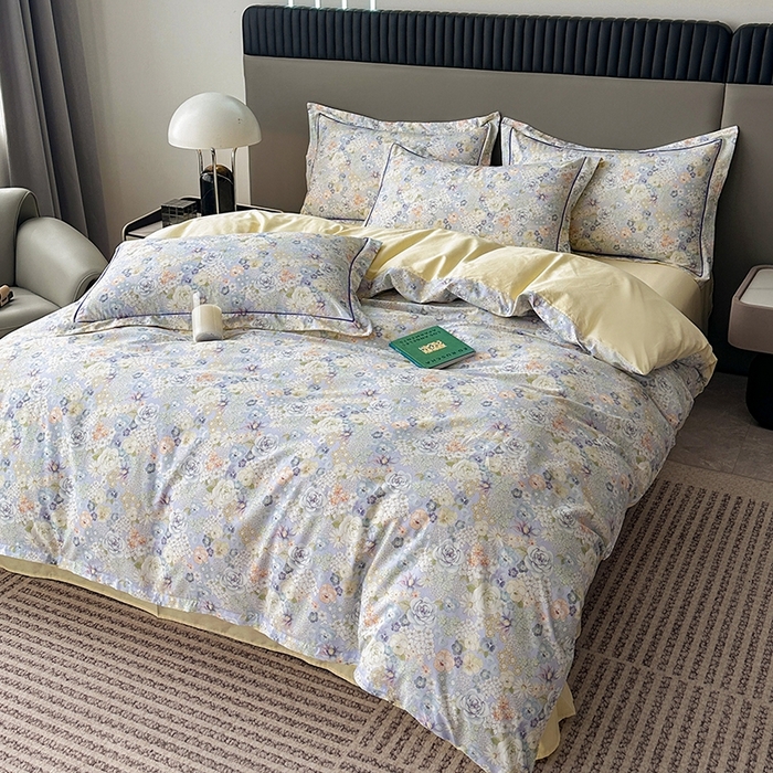 91家纺网 家纺一手货源 找家纺 眷恋家纺 2025年春夏全棉铂金棉13376数码印花四件套 富贵满园-兰