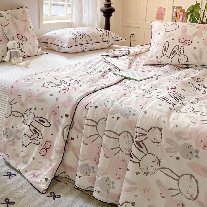 91家纺网 家纺一手货源 找家纺 优悦生活馆 2025新款凉感丝夏被夏凉被空调被 哈味兔