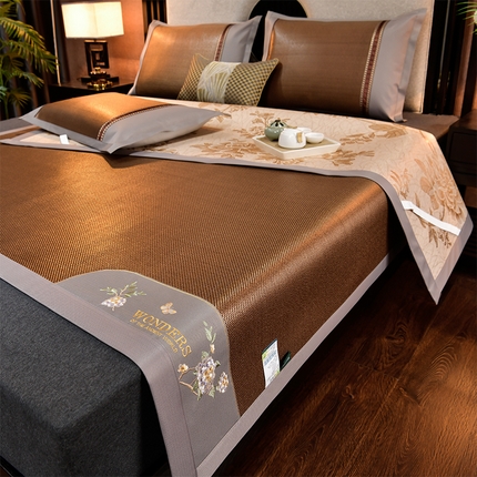 91家纺网 家纺一手货源 找家纺 （总）小牛席业2025新款绣球花开-冰藤双面席凉席藤席冰藤席竹席空调席草席冰丝席豆豆席乳胶席三件套