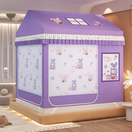 91家纺网 家纺一手货源 找家纺 迪凡保罗蚊帐 2025新款2505城堡款房型遮光防摔坐床蚊帐 奶萌兔兔