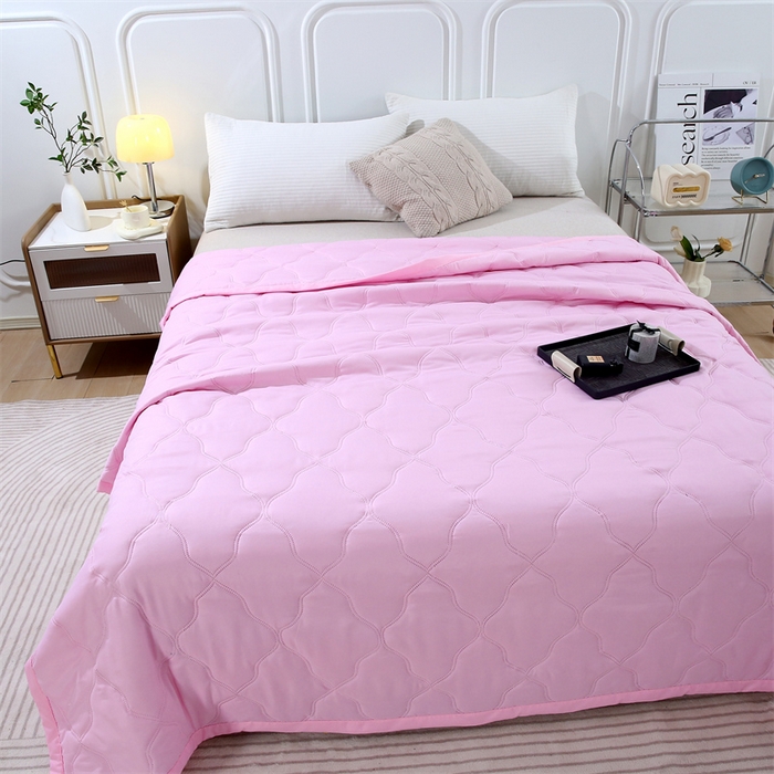 91家纺网 家纺一手货源 找家纺 爱派 2025新款纯色水洗棉夏被夏凉被空调被被子被芯 初恋粉