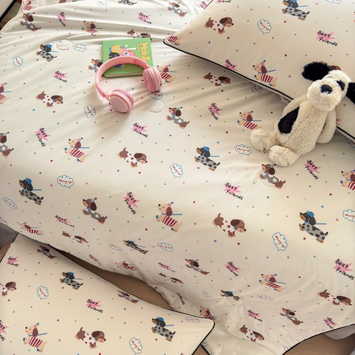 91家纺网 家纺一手货源 找家纺 星期八 2025新款针织棉夏被四件套 汪汪队