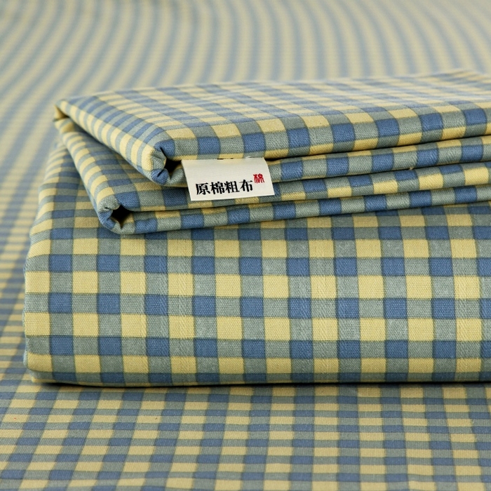 91家纺网 家纺一手货源 找家纺 ME/ERA HOME寐时代 2025新款三枚缎老粗布床单款三件套 绿小格