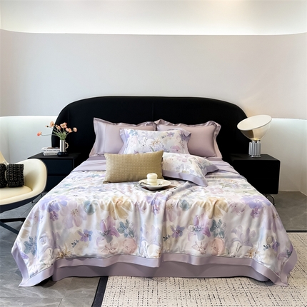 91家纺网 家纺一手货源 找家纺 （总）朵希曼2025新款60支天丝镂空印花夏被和夏被四件套系列