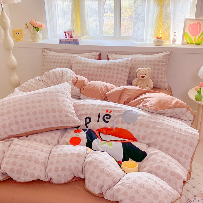 91家纺网 家纺一手货源 找家纺 千朵 2025新款全棉提花四件套 喜庆小企