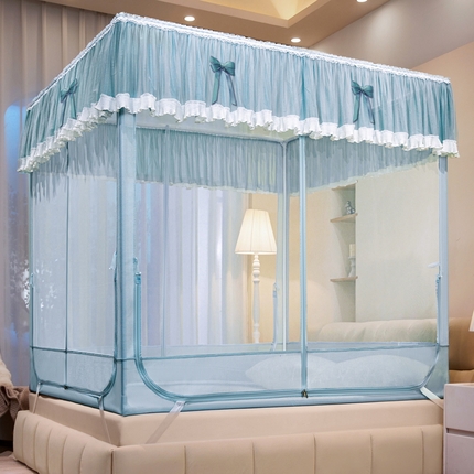 夏彩 2025新款浪漫唯美T+U大空间坐床防摔蚊帐-88608 88608T-浅水蓝