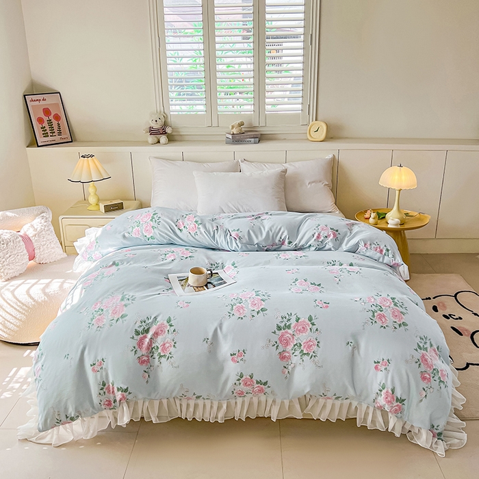 91家纺网 家纺一手货源 找家纺 眠势力 2025新款韩版花边被套双面用四季款ins公主风 春风徐来