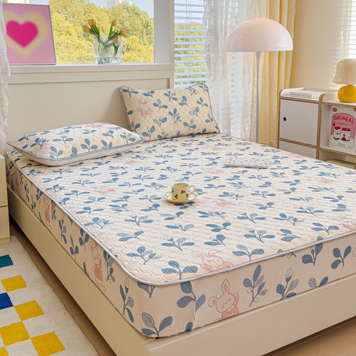 91家纺网 家纺一手货源 找家纺 小萌虎 2025新款凉感丝胶质凉席床笠款 小兔