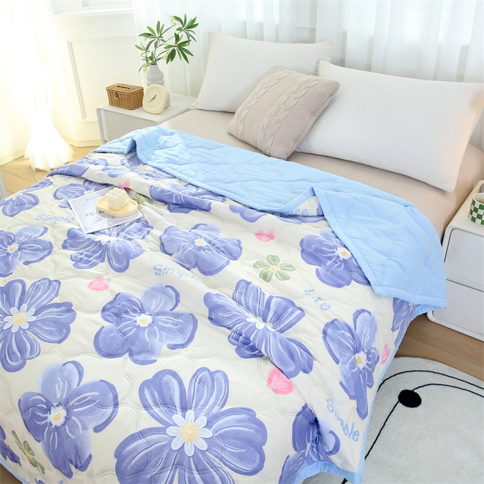 91家纺网 家纺一手货源 找家纺 爱派  2025新款直播爆款印花水洗棉夏被夏凉被空调被被子被芯 花舞悠然