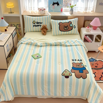 星期八 2025新款针织棉夏被四件套 呆呆熊