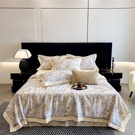 91家纺网 家纺一手货源 找家纺 （总）朵希曼2025新款50天丝宽边夏被和夏被四件套系列