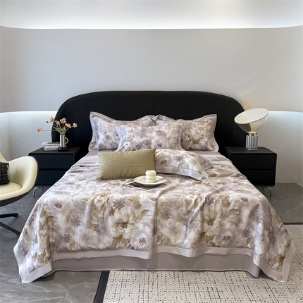 91家纺网 家纺一手货源 找家纺 （总）朵希曼2025新款60支天丝镂空印花夏被和夏被四件套系列