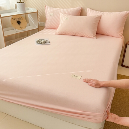 眠博士 2025新款简约纯色纯棉40支单床笠系列 40支床笠-浅粉
