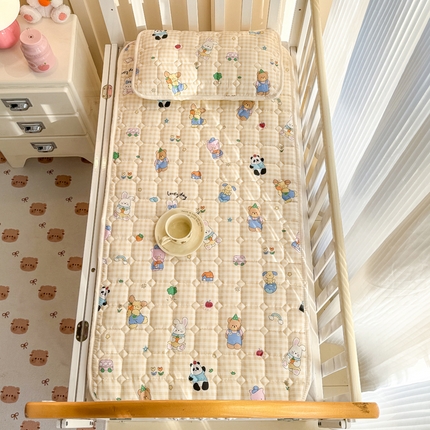 禧缘家纺（原梦想家） 2025新款A类儿童幼儿园学生宿舍绑带款夹棉床单全棉夹棉软垫  开心假日