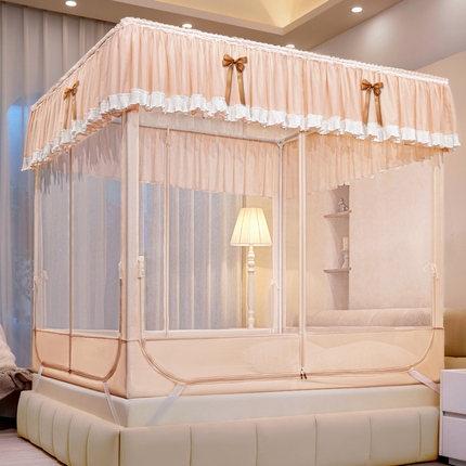 夏彩 2025新款浪漫唯美T+U大空间坐床防摔蚊帐-88608 88608T-浅粉玉