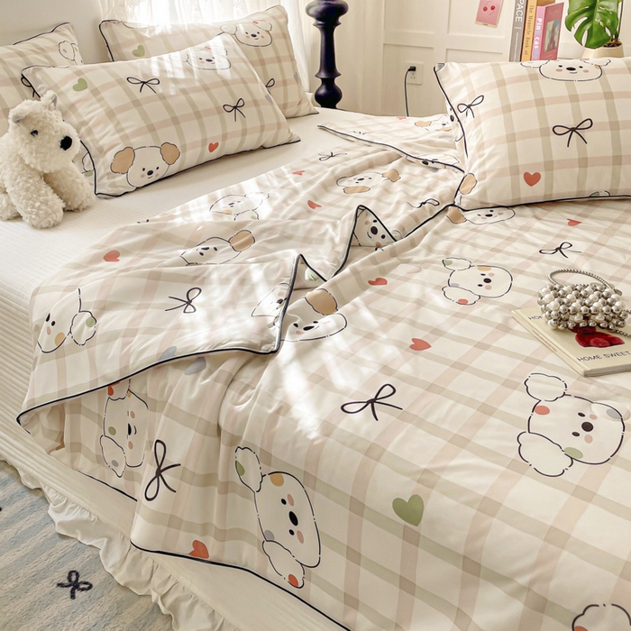 91家纺网 家纺一手货源 找家纺 优悦生活馆 2025新款凉感丝夏被夏凉被空调被 格子狗