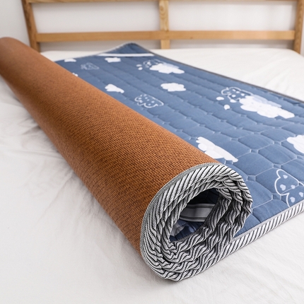 小牛席业2025新款宜家风日式两用凉席【圆角款】凉席藤席冰藤席竹席空调席草席冰丝席豆豆席乳胶席三件套 红棕古藤【日式圆角款】