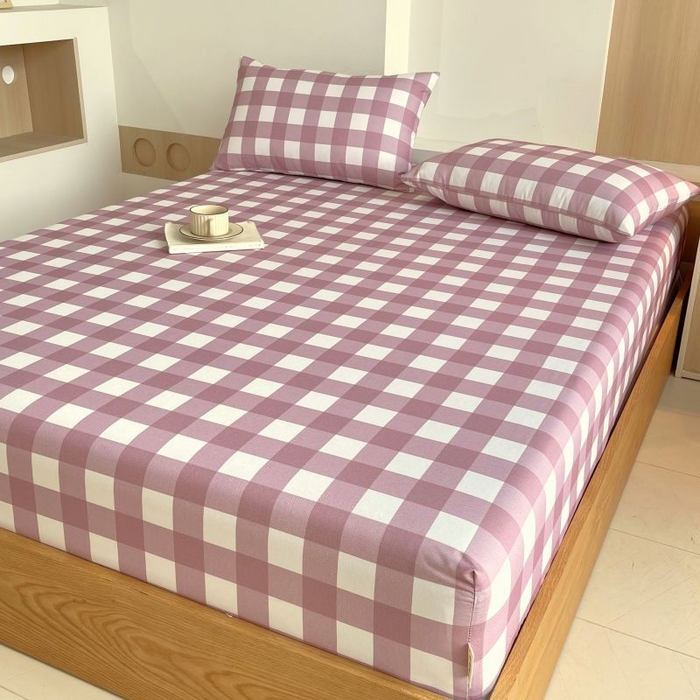 91家纺网 家纺一手货源 找家纺 ME/ERA HOME寐时代 2025新款全棉老粗布床笠款三件套 全棉条格-艾格-豆沙