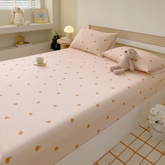 91家纺网 家纺一手货源 找家纺 ME/ERA HOME寐时代 2025新款全棉老粗布床笠款三件套 全棉卡通-果乐