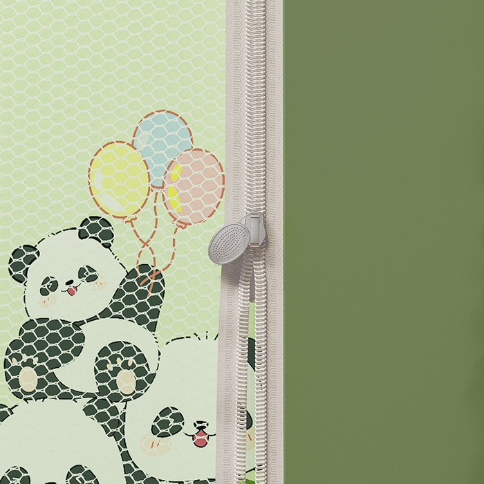 91家纺网 家纺一手货源 找家纺 迪凡保罗蚊帐 2025新款2505城堡款房型遮光防摔坐床蚊帐 贪吃熊猫