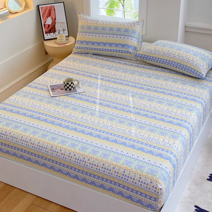 91家纺网 家纺一手货源 找家纺 ME/ERA HOME寐时代 2025新款三枚缎老粗布床笠款三件套 律动