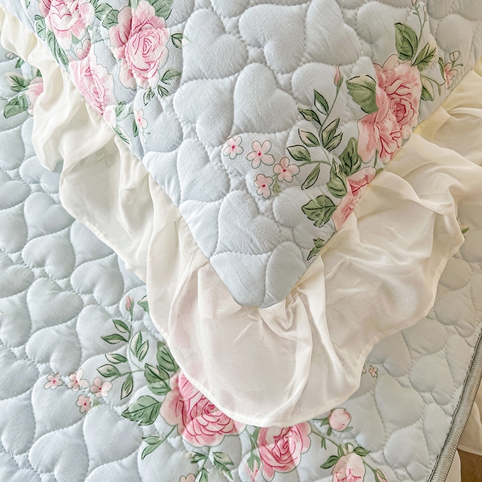 91家纺网 家纺一手货源 找家纺 眠势力 2025新款韩版花边床笠雪纺公主风ins夹棉四季款床罩保护套 春风徐来