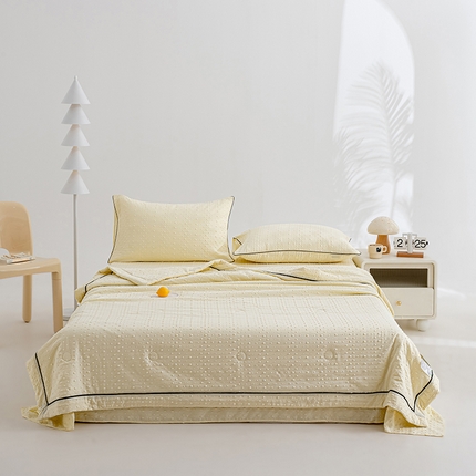 绒世界 绒世界 2025新款凉豆豆包边夏被四件套 凉豆豆-柠檬黄