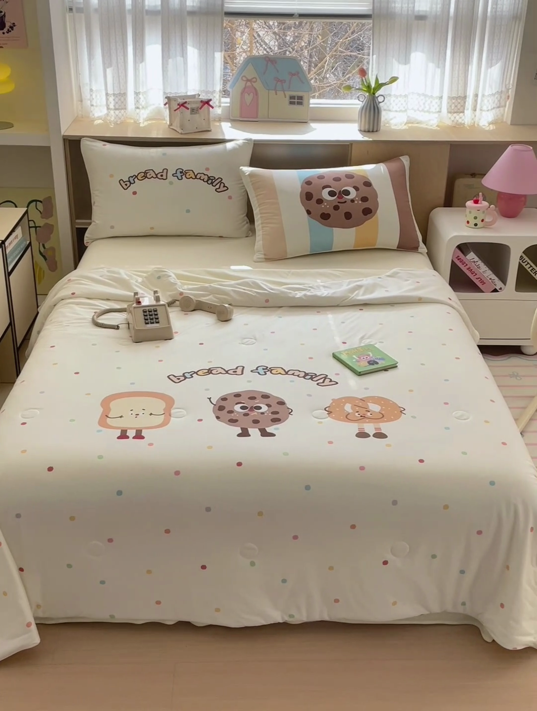 91家纺网 家纺一手货源 找家纺 星期八 2025新款针织棉夏被四件套 曲奇饼干