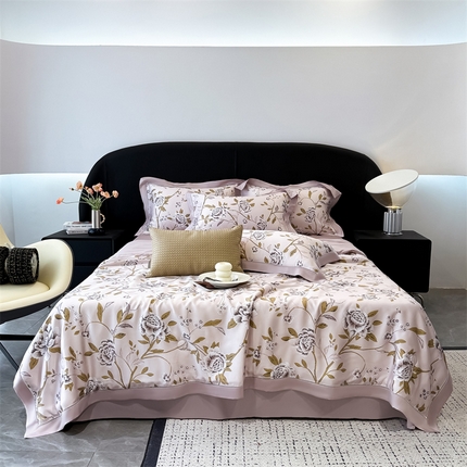 91家纺网 家纺一手货源 找家纺 （总）朵希曼2025新款60支天丝镂空印花夏被和夏被四件套系列