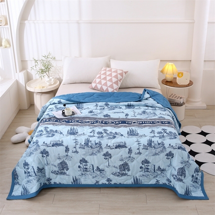 91家纺网 家纺一手货源 找家纺 （总）爱派 2025年新款230g印花牛奶绒卷边毛毯盖坦毯子