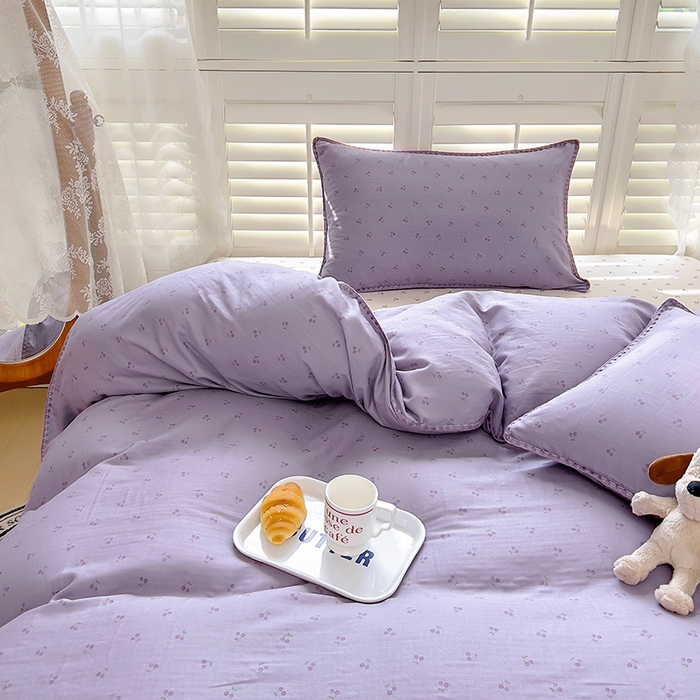 91家纺网 家纺一手货源 找家纺 田野家纺2025新款A类全棉双层纱四件套 伊甜