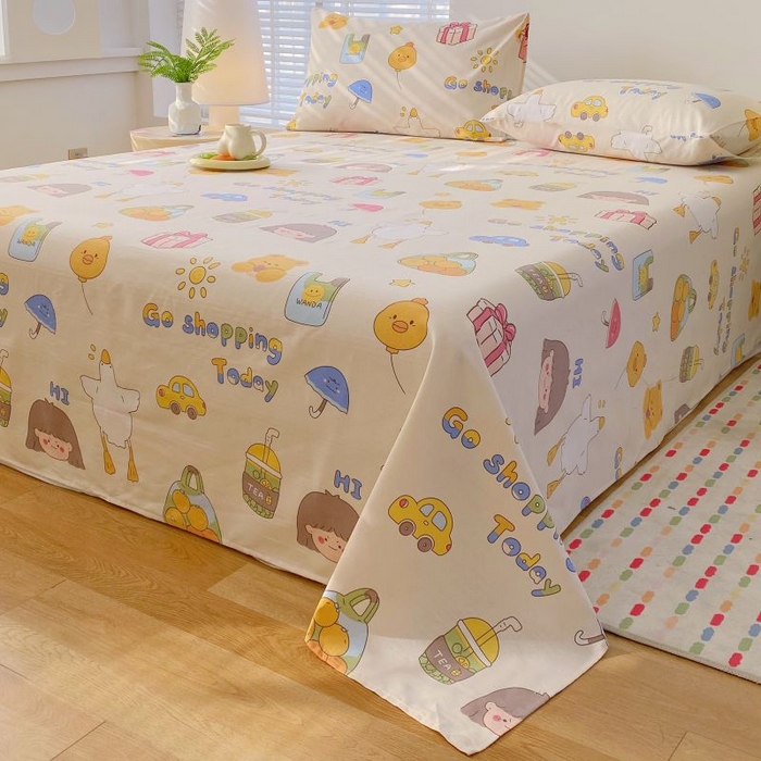 91家纺网 家纺一手货源 找家纺 ME/ERA HOME寐时代 2025新款三枚缎老粗布床单款三件套 快乐心情