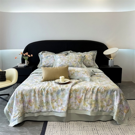 91家纺网 家纺一手货源 找家纺 （总）朵希曼2025新款60支天丝镂空印花夏被和夏被四件套系列