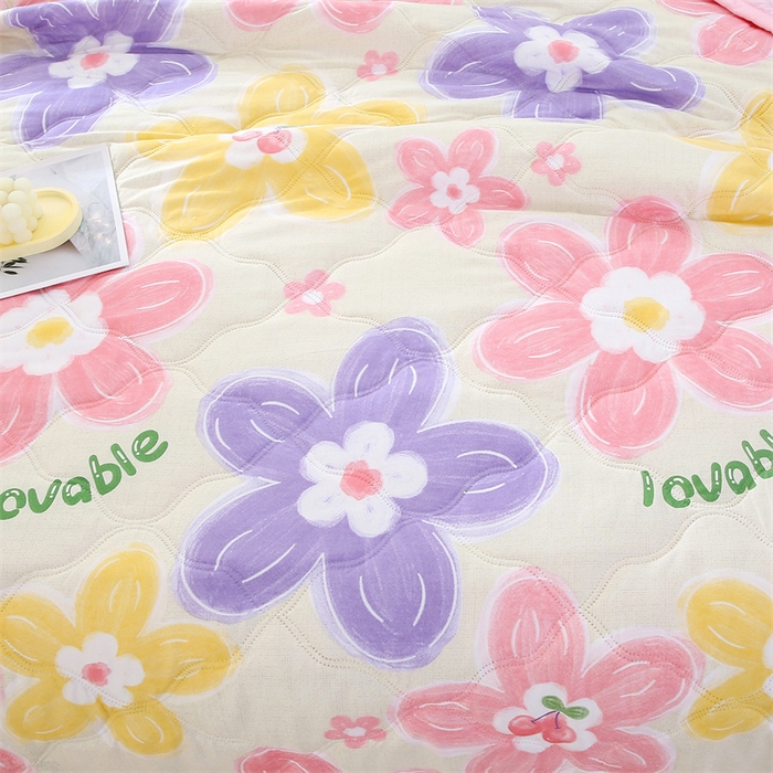 91家纺网 家纺一手货源 找家纺 爱派  2025新款直播爆款印花水洗棉夏被夏凉被空调被被子被芯 繁花似锦