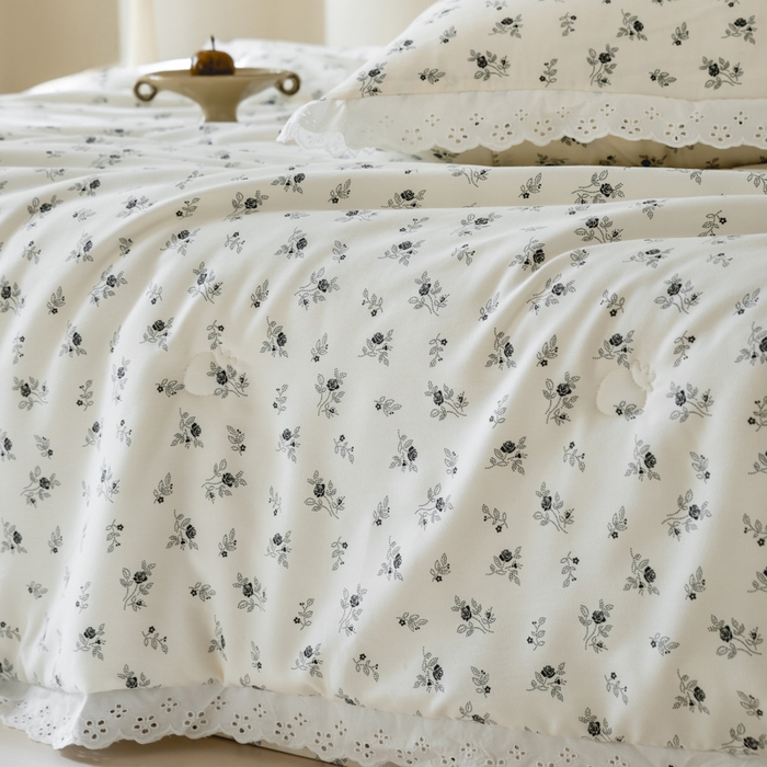 91家纺网 家纺一手货源 找家纺 绒世界 绒世界 2025新款双层纱韩版印花夏被四件套 玫瑰