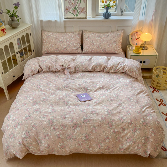 91家纺网 家纺一手货源 找家纺 玉海棠家纺 2025新款亲肤舒适小清新四件套 爱如星辰