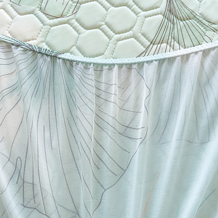 91家纺网 家纺一手货源 找家纺 小萌虎 2025新款凉感丝胶质凉席床笠款 杏韵