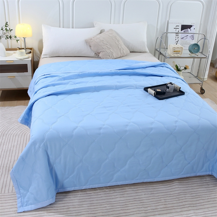 91家纺网 家纺一手货源 找家纺 爱派 2025新款纯色水洗棉夏被夏凉被空调被被子被芯 骑士蓝