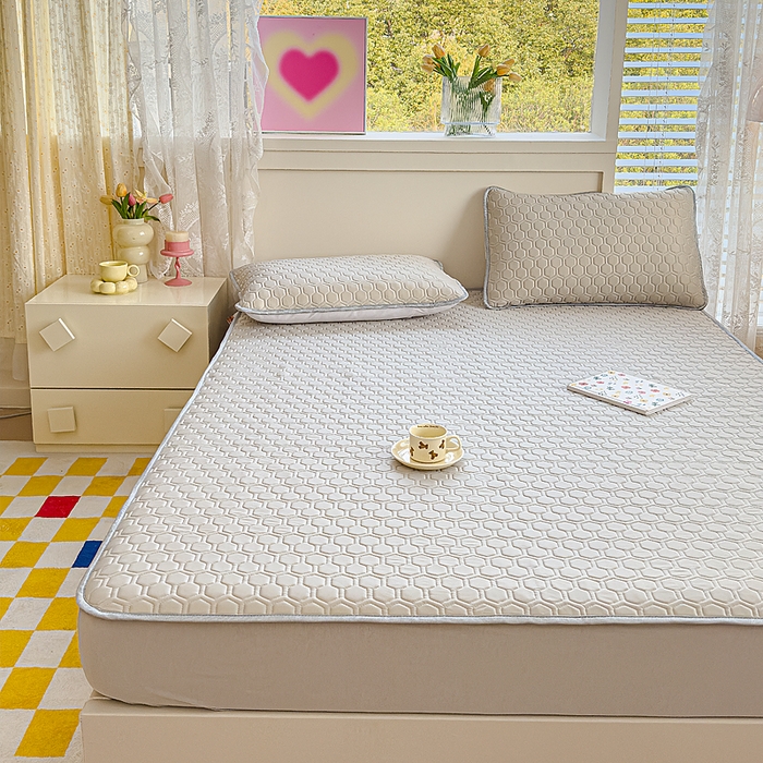 91家纺网 家纺一手货源 找家纺 小萌虎 2025新款凉感丝胶质凉席床笠款 高级灰