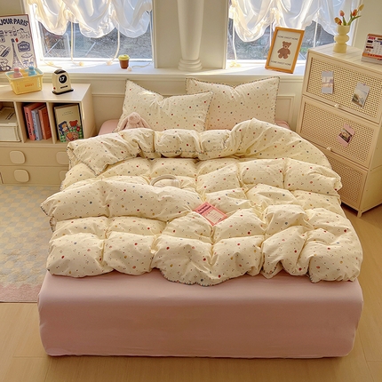 田野家纺2025新款A类全棉双层纱四件套 山野草莓