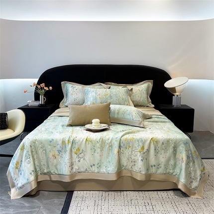 91家纺网 家纺一手货源 找家纺 （总）朵希曼2025新款60支天丝镂空印花夏被和夏被四件套系列