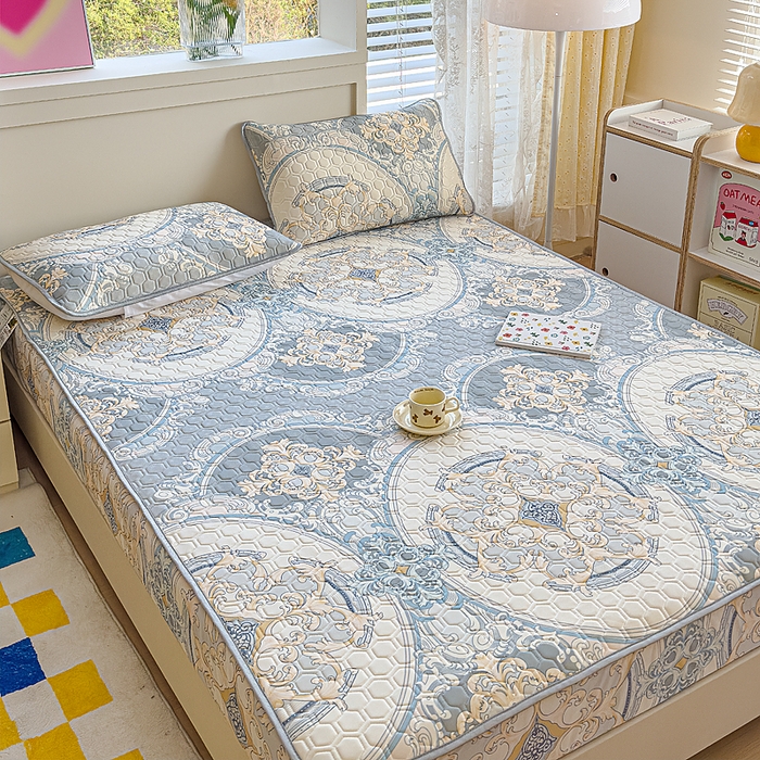 91家纺网 家纺一手货源 找家纺 小萌虎 2025新款凉感丝胶质凉席床笠款 大欧