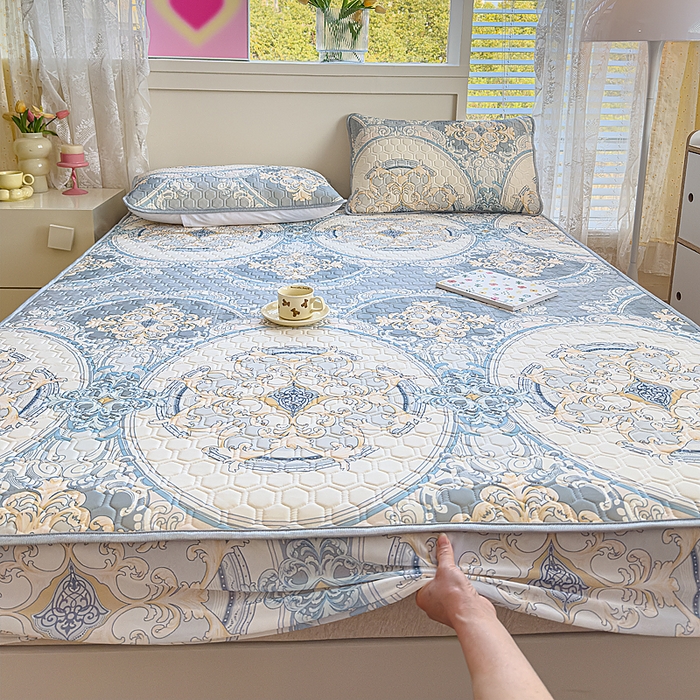 91家纺网 家纺一手货源 找家纺 小萌虎 2025新款凉感丝胶质凉席床笠款 大欧