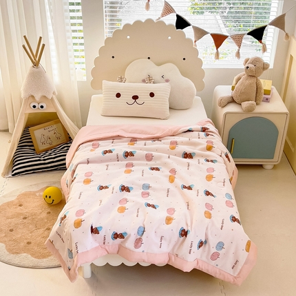 91家纺网 家纺一手货源 找家纺 御棉坊 2025年新款A类莫代尔印花儿童夏被 南瓜小熊