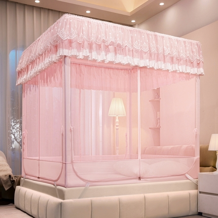 91家纺网 家纺一手货源 找家纺 （总）夏彩 2025新款浪漫唯美T+U大空间坐床防摔蚊帐-88608